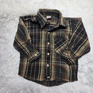 IGGY Boy's Toddler Size 18 Months Brown Flannel Plaid Shirt 100% Cotton
